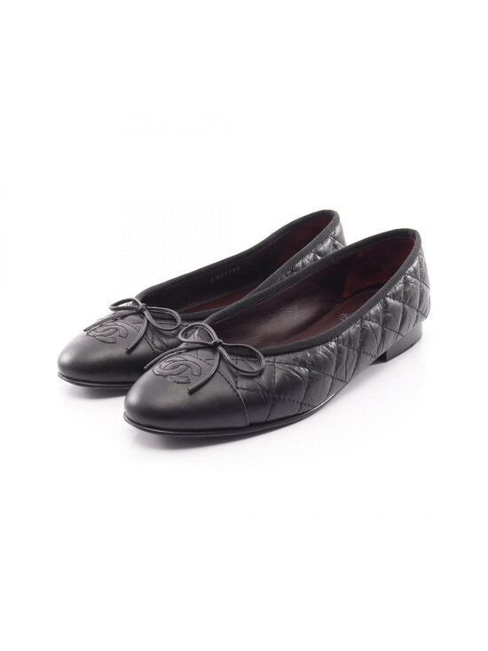 Chanel Shoes - Chanel Pumps Ballerina Quilted CC Logo Leather Ballet Shoes